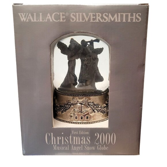 Wallace Silversmith 2000 Silver Musical Angel Snow Globe 1st Edition Christmas - Picture 1 of 6